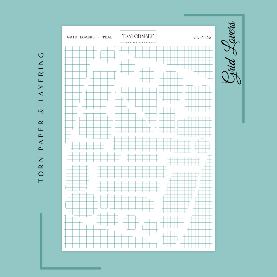 GL012A - Teal - Grid Lovers Torn Strips and Layering