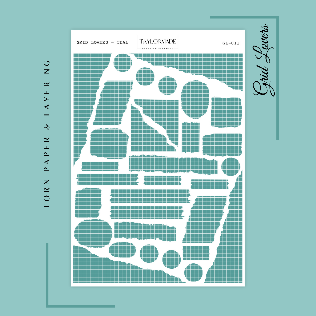 GL012 - Teal - Grid Lovers Torn Strips and Layering