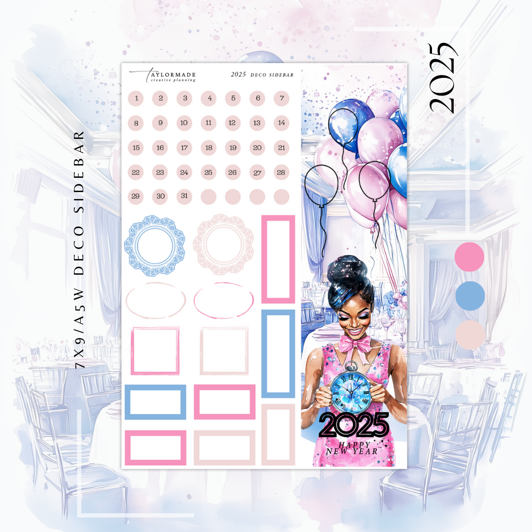2025 -  Silver Foiled January Monthly Planner Sticker Kit
