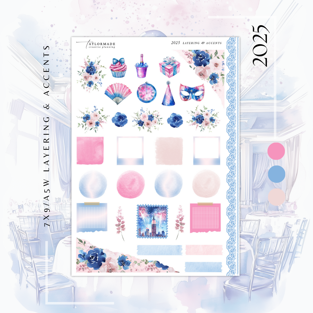 2025 -  Silver Foiled January Monthly Planner Sticker Kit