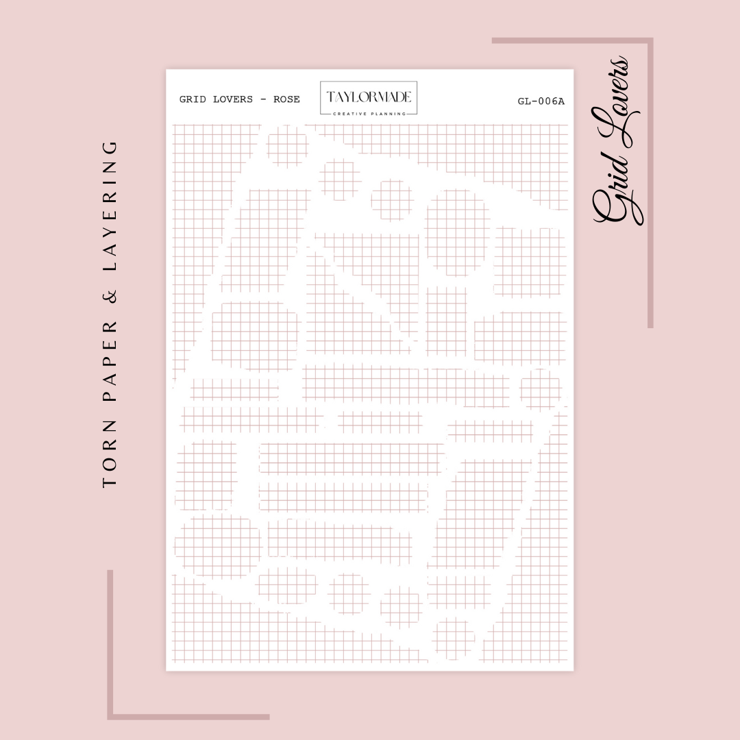 GL006A - Rose - Grid Lovers Torn Strips and Layering