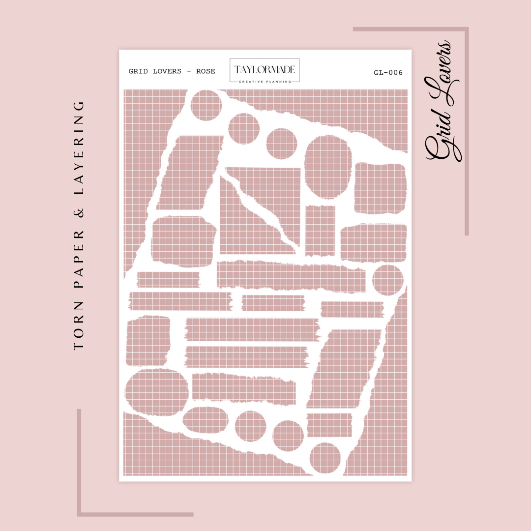 GL006 - Rose - Grid Lovers Torn Strips and Layering