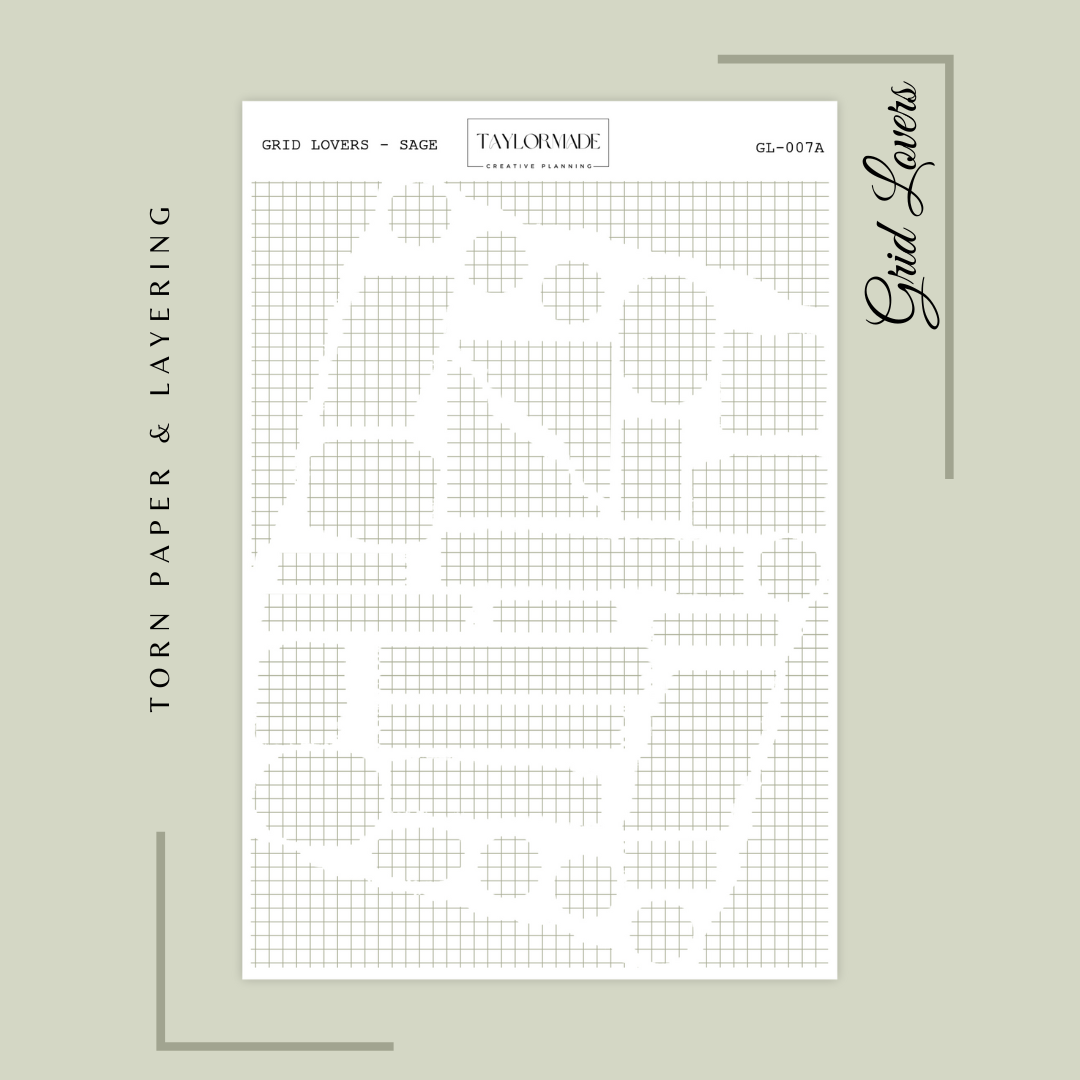 GL007A - Sage - Grid Lovers Torn Strips and Layering
