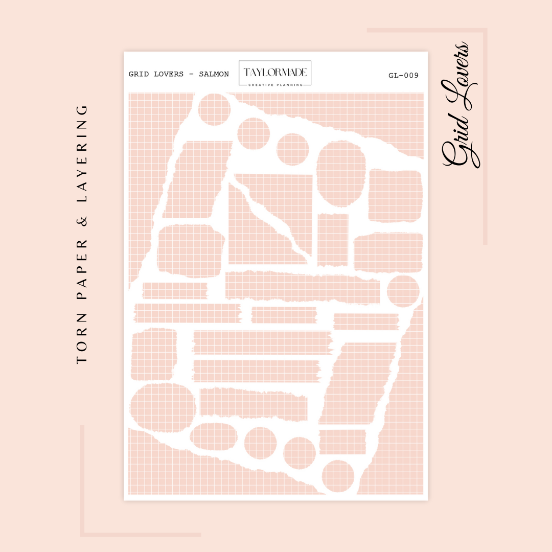 GL009 - Salmon - Grid Lovers Torn Strips and Layering