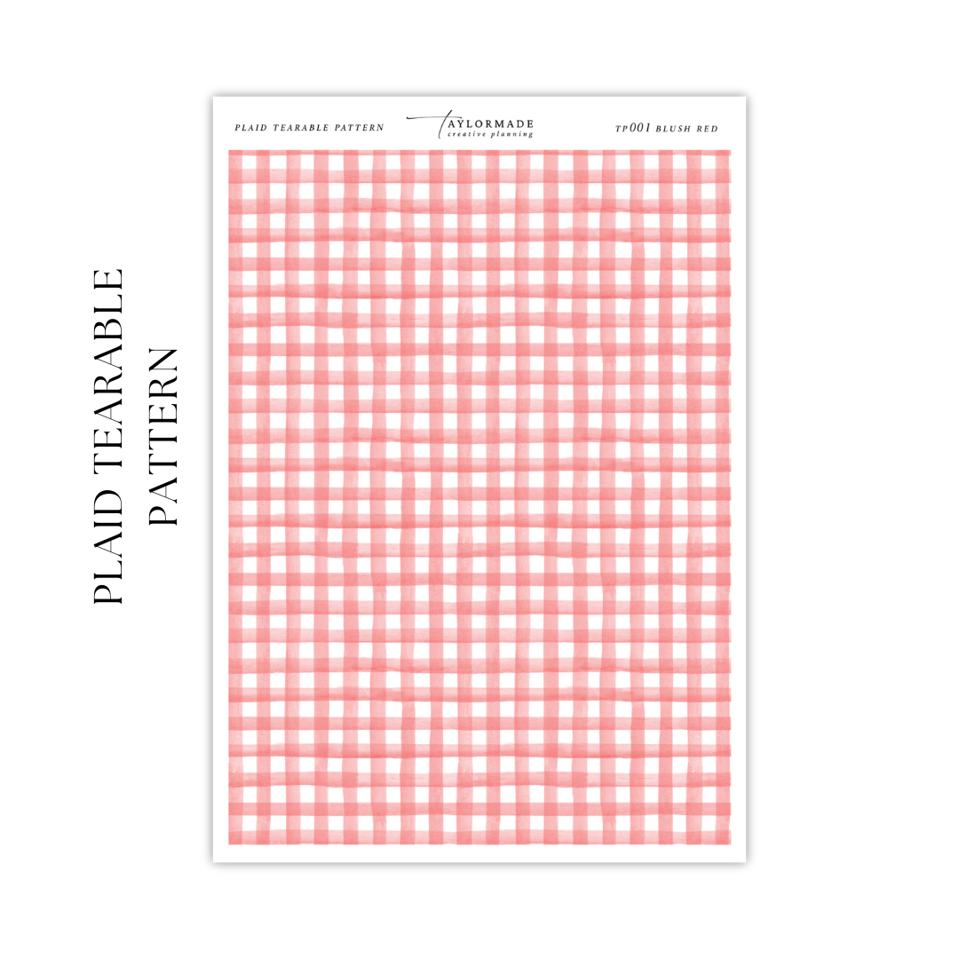 Plaid Tearable Pattern - Blush Red