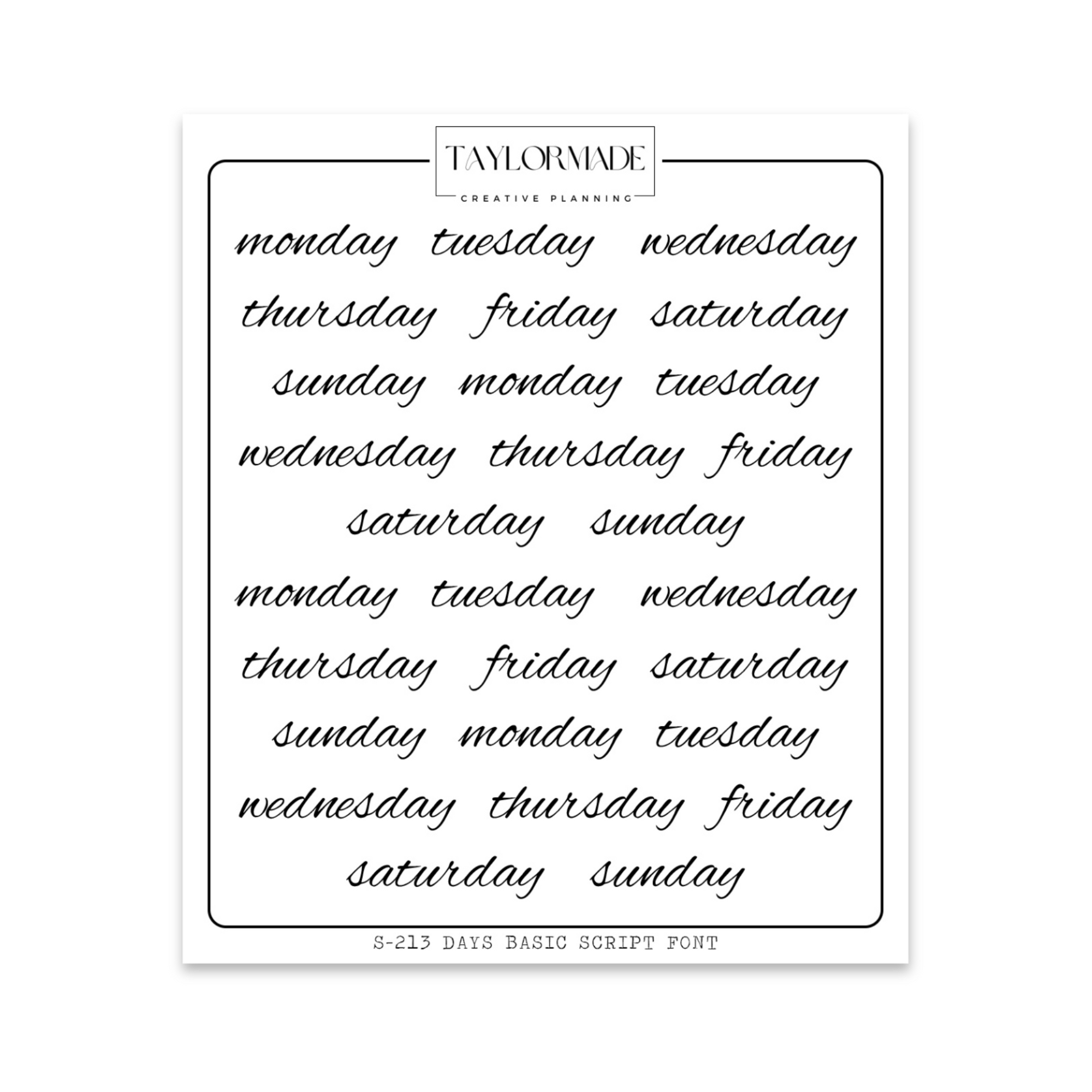 S213 -Days of the Week Basic Script