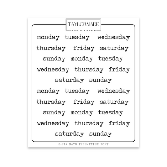 S214 -Days of the Week Typewriter Font