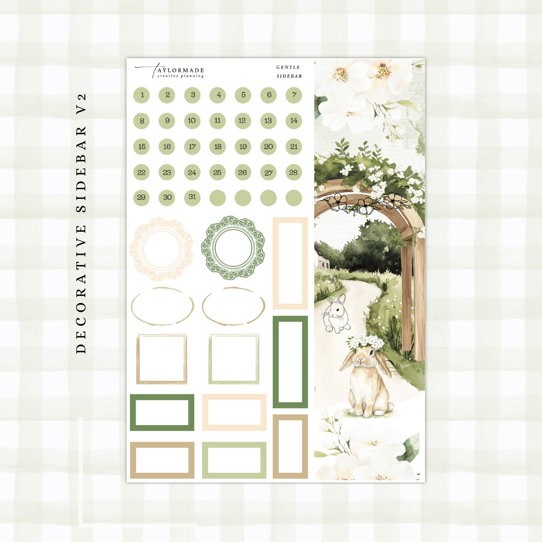 Gentle - Silver Foiled April Monthly Planner Sticker Kit (7x9 Narrow)