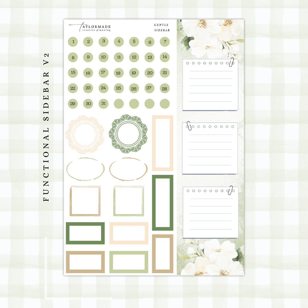 Gentle - Silver Foiled April Monthly Planner Sticker Kit (7x9 Narrow)