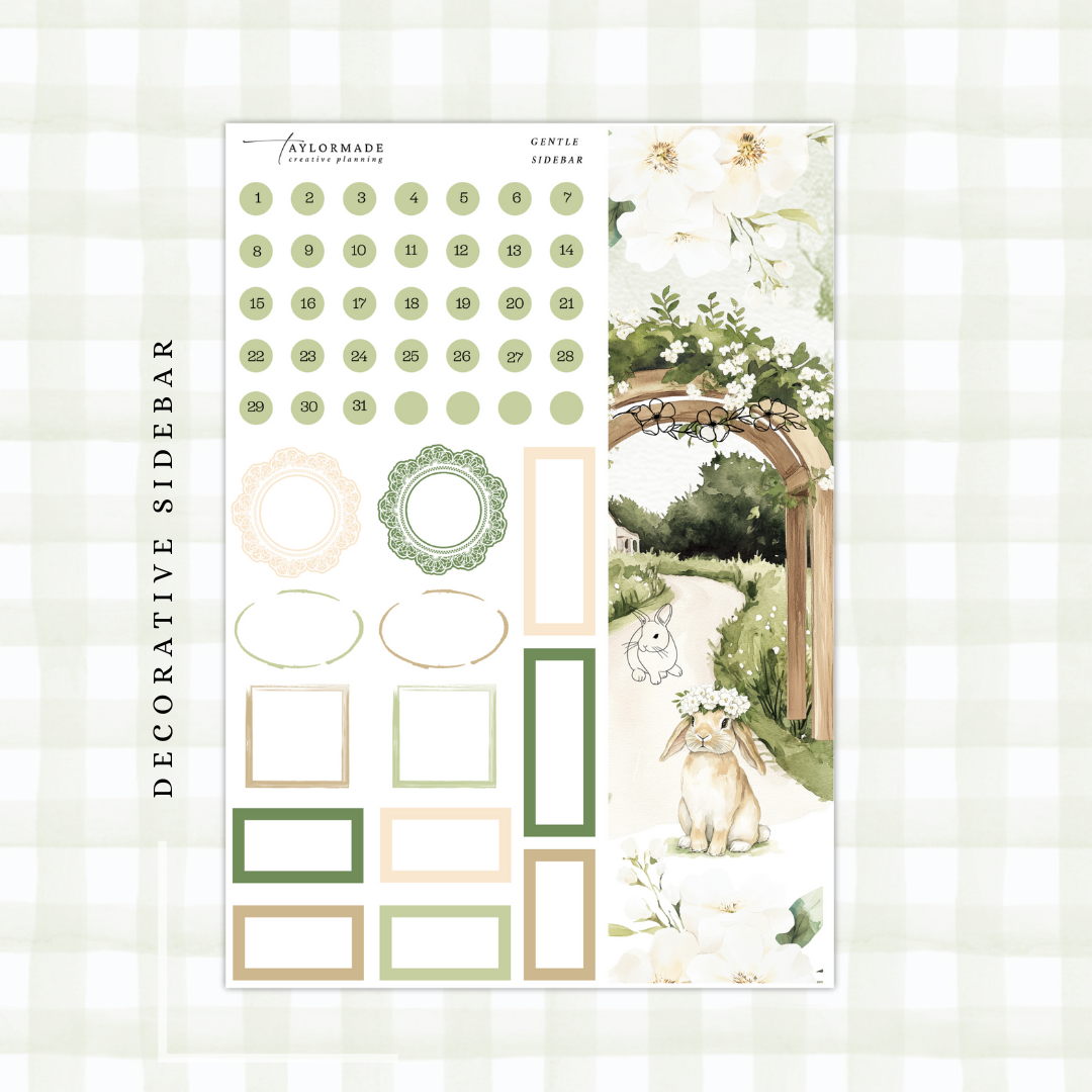Gentle  - Silver Foiled April Monthly Planner Sticker Kit (A5W/7x9 Planners)