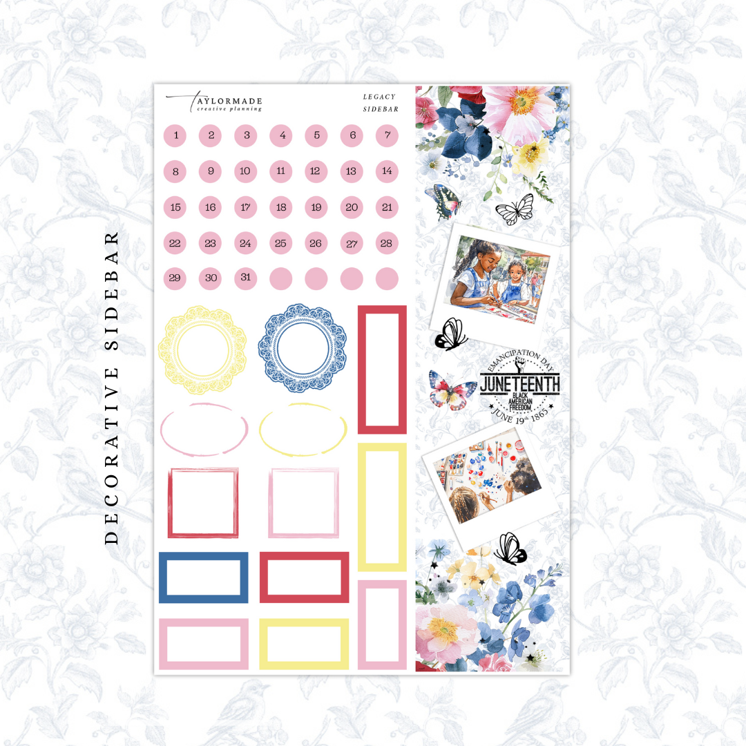 Legacy -  Light Gold Foiled June Monthly Planner Sticker Kit (A5W/7x9 Planners)