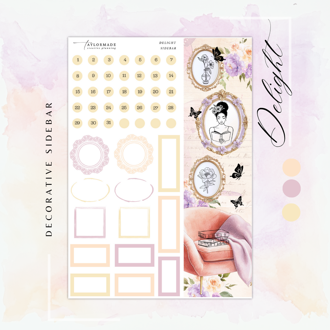 Delight - Gold Foiled March Monthly Planner Sticker Kit (A5W/7x9 Planners)