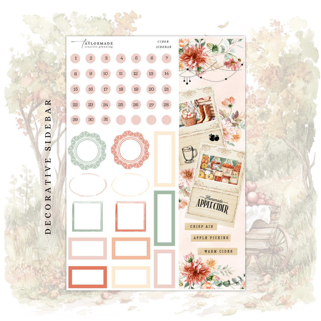 Cider -   September Monthly Planner Sticker Kit (A5W/7x9 Planners)