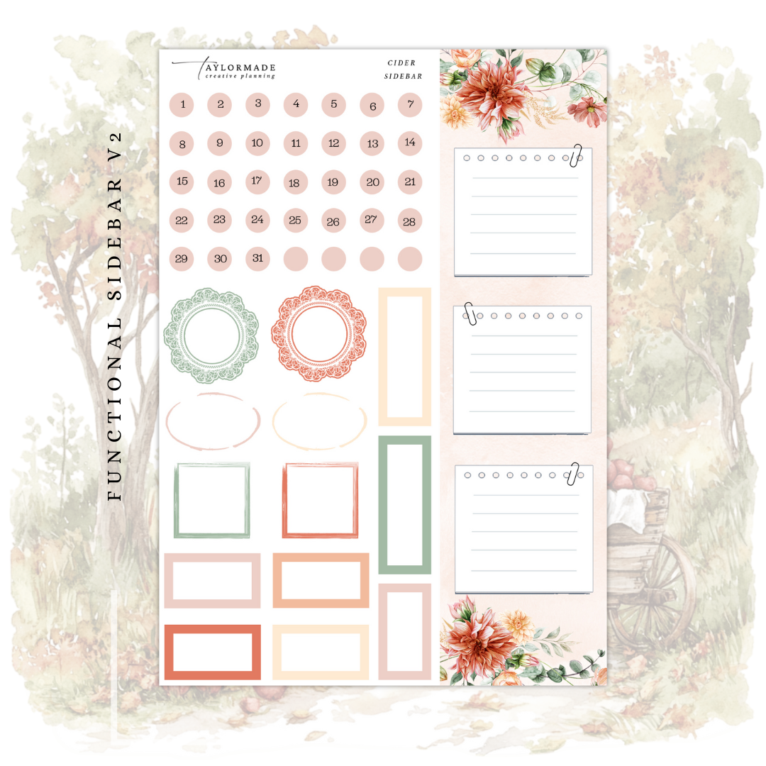 Cider -   September Monthly Planner Sticker Kit (A5W/7x9 Planners)