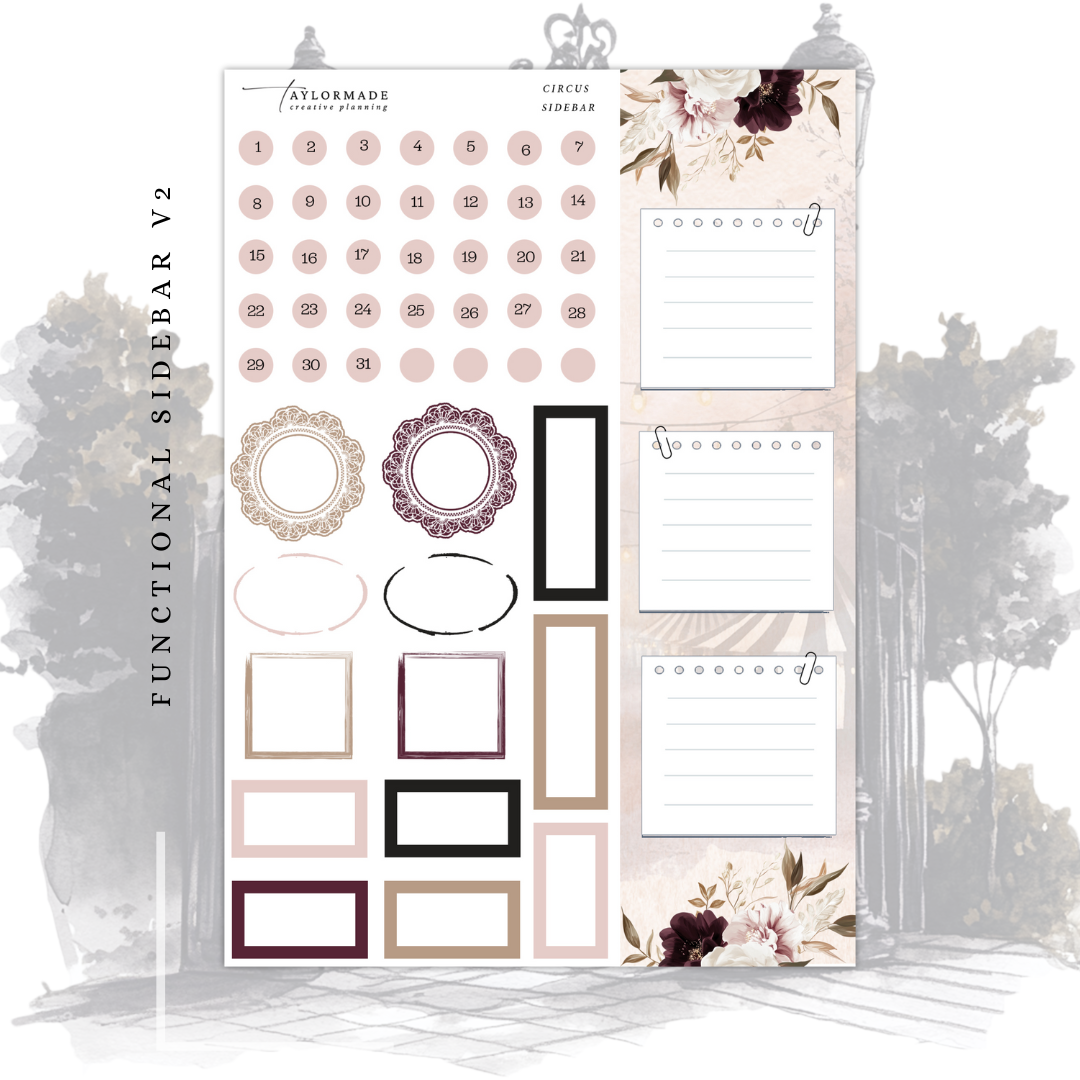 Circus -  October Monthly Planner Sticker Kit (A5W/7x9 Planners)