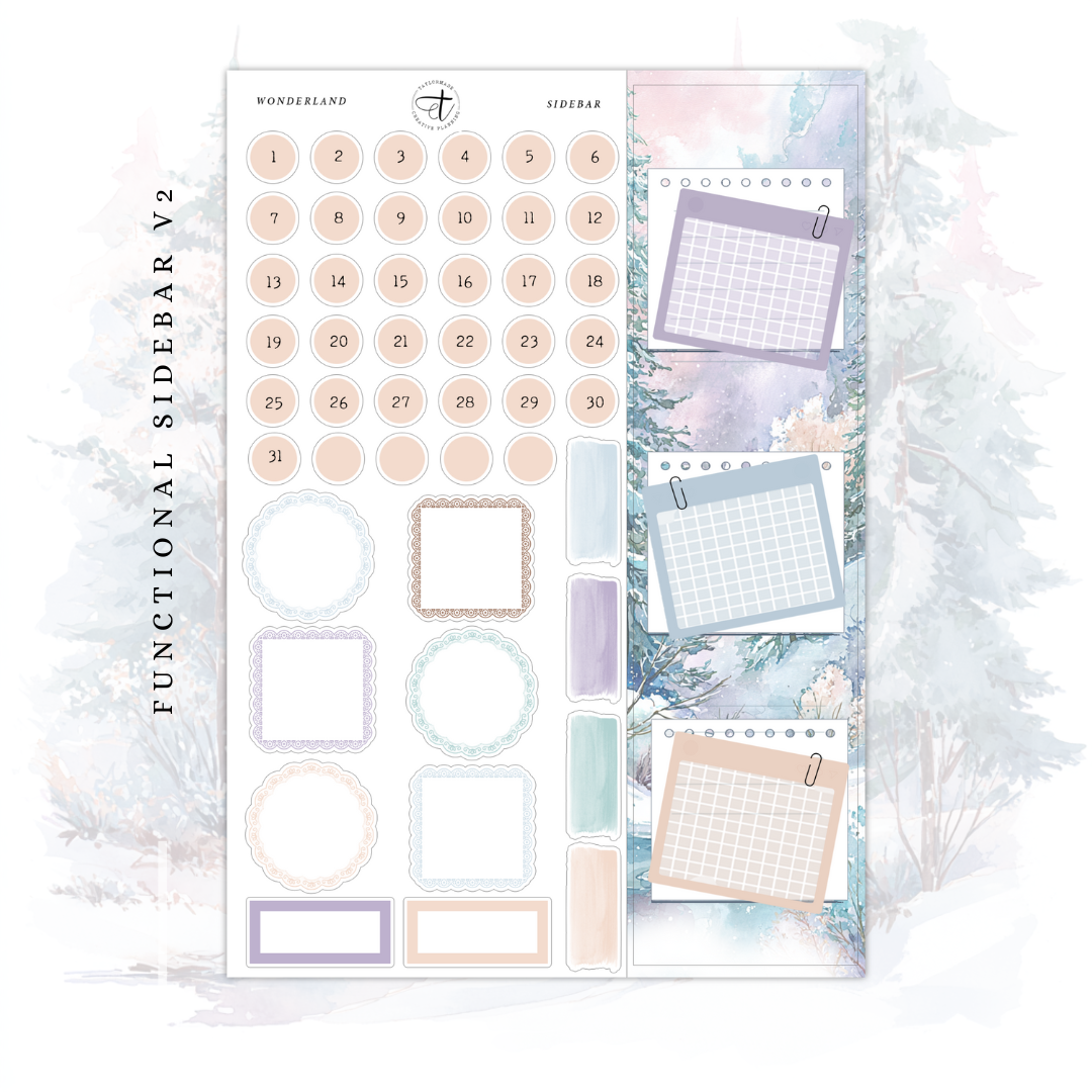 Wonderland -  January Monthly Planner Sticker Kit (A5W/7x9 Planners)