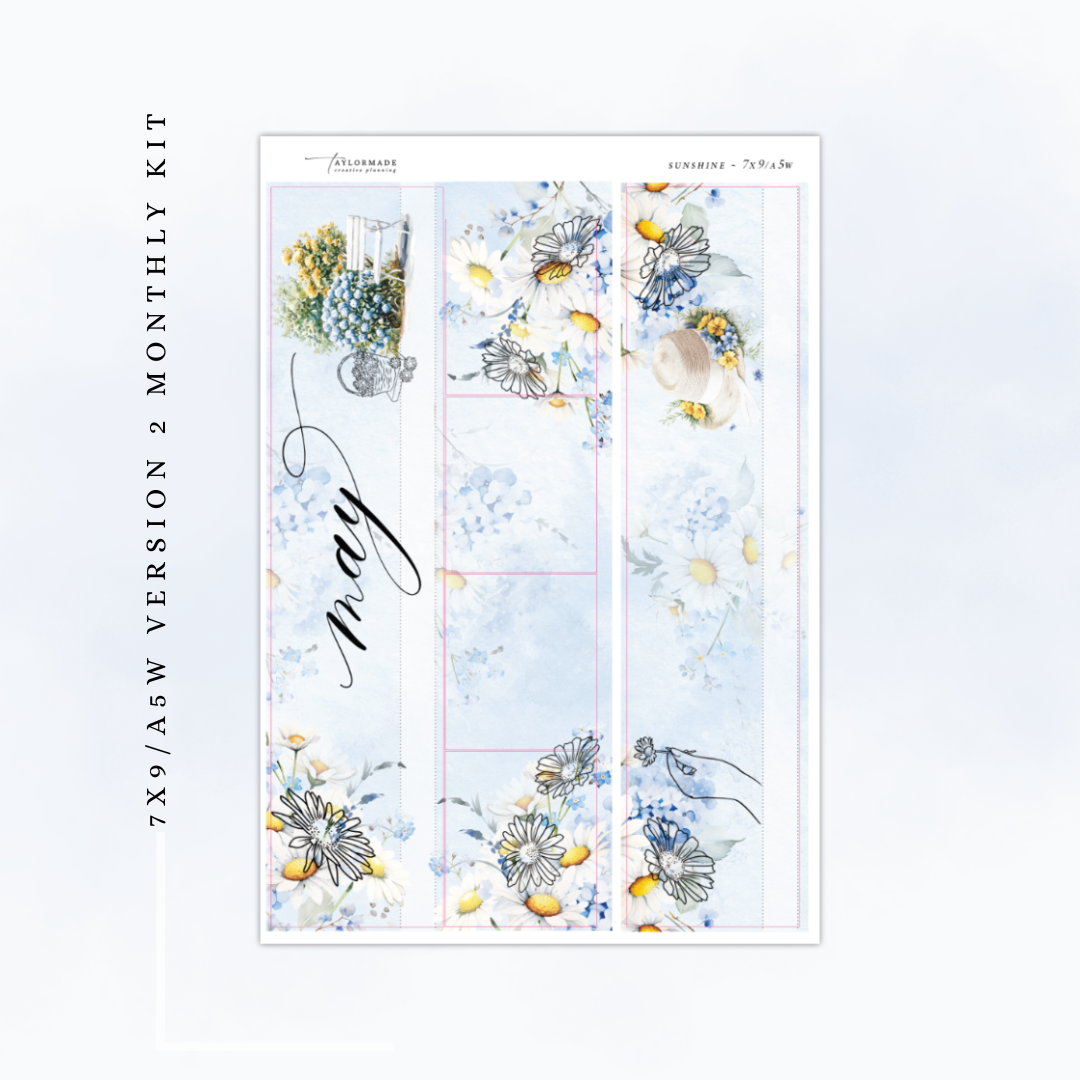 Sunshine -  Gold Foiled May Monthly Planner Sticker Kit (A5W/7x9 Planners)