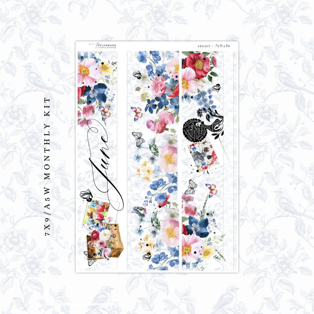 Legacy -  Light Gold Foiled June Monthly Planner Sticker Kit (A5W/7x9 Planners)
