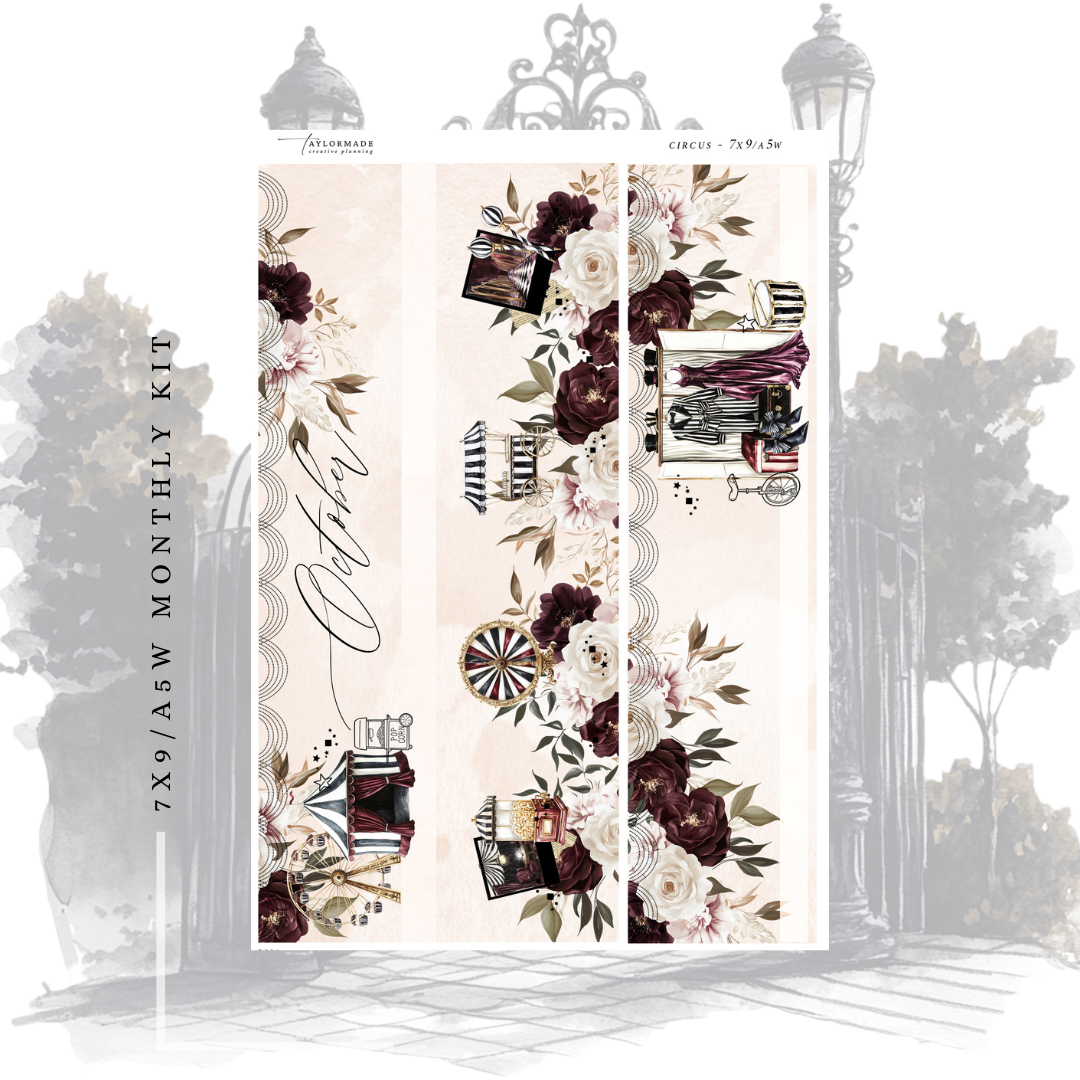 Circus -  October Monthly Planner Sticker Kit (A5W/7x9 Planners)