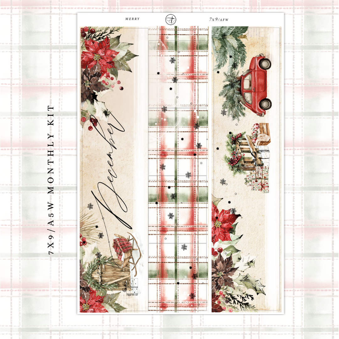 Merry -  December Monthly Planner Sticker Kit (A5W/7x9 Planners)