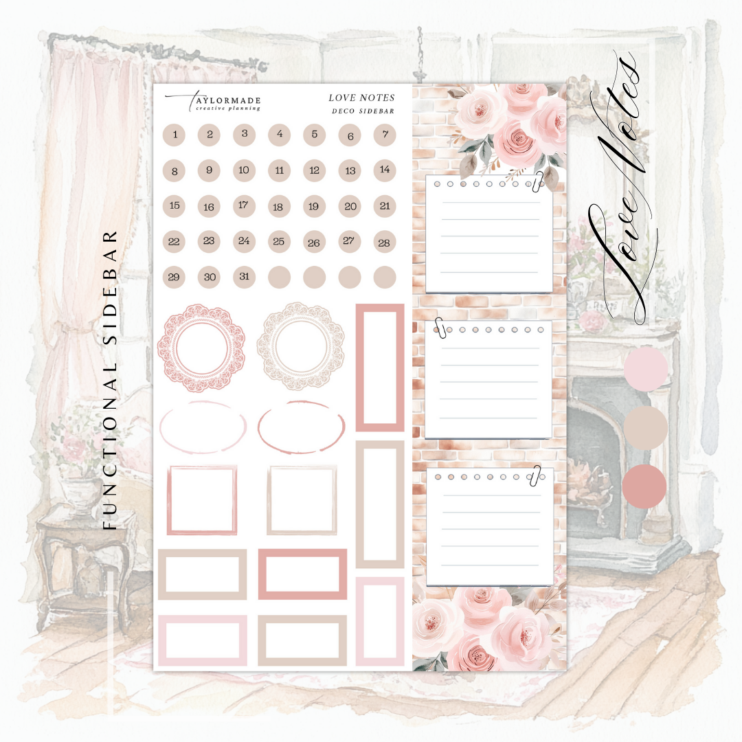 Love Notes -  Rose Gold Foiled February Monthly Planner Sticker Kit