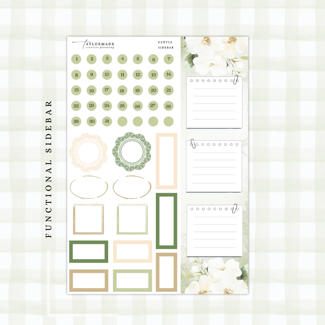 Gentle  - Silver Foiled April Monthly Planner Sticker Kit (A5W/7x9 Planners)