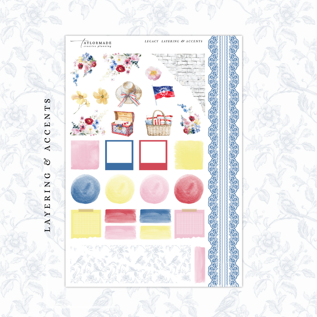 Legacy -  Light Gold Foiled June Monthly Planner Sticker Kit (A5W/7x9 Planners)