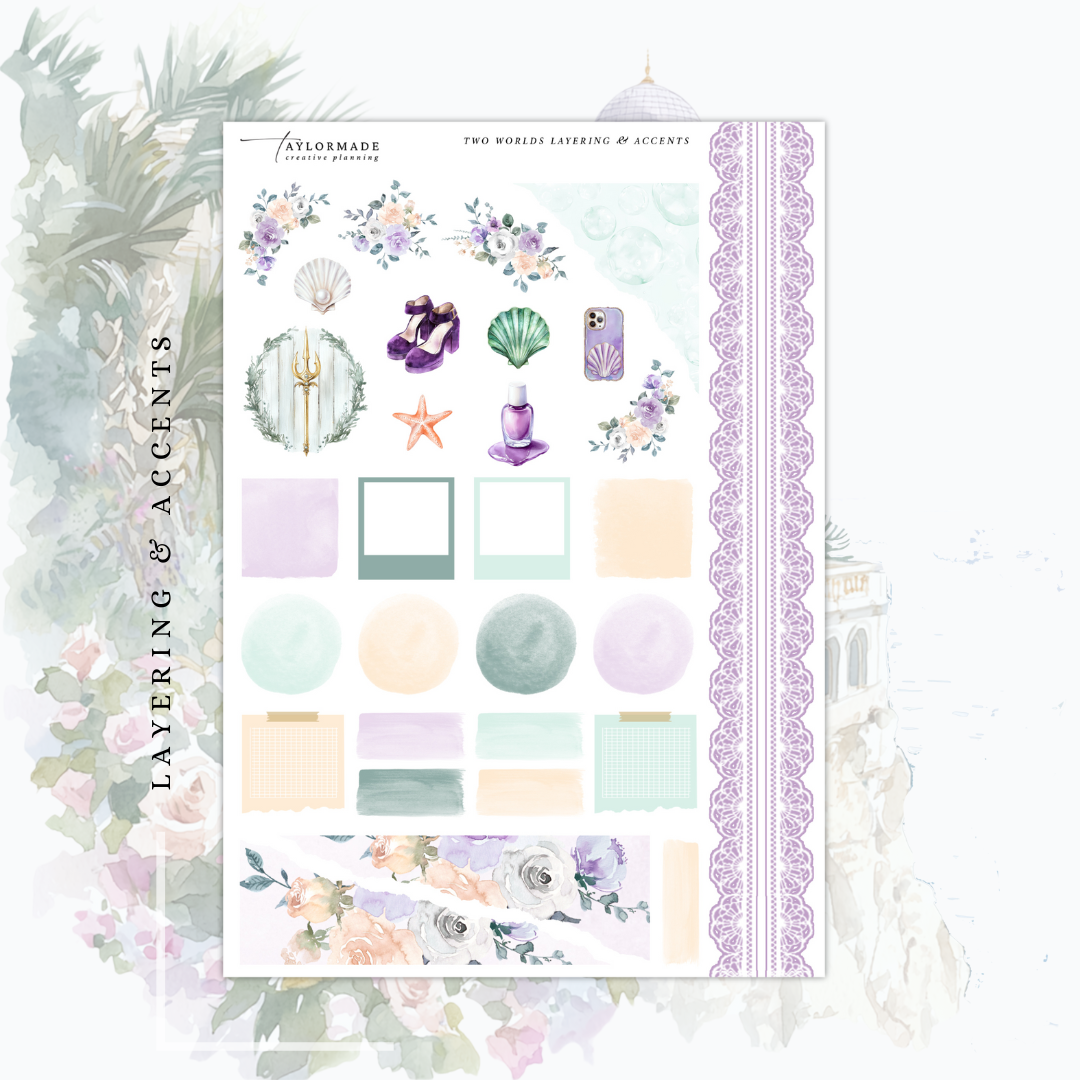 Two Worlds -  Holographic Foiled July Monthly Planner Sticker Kit (A5W/7x9 Planners)