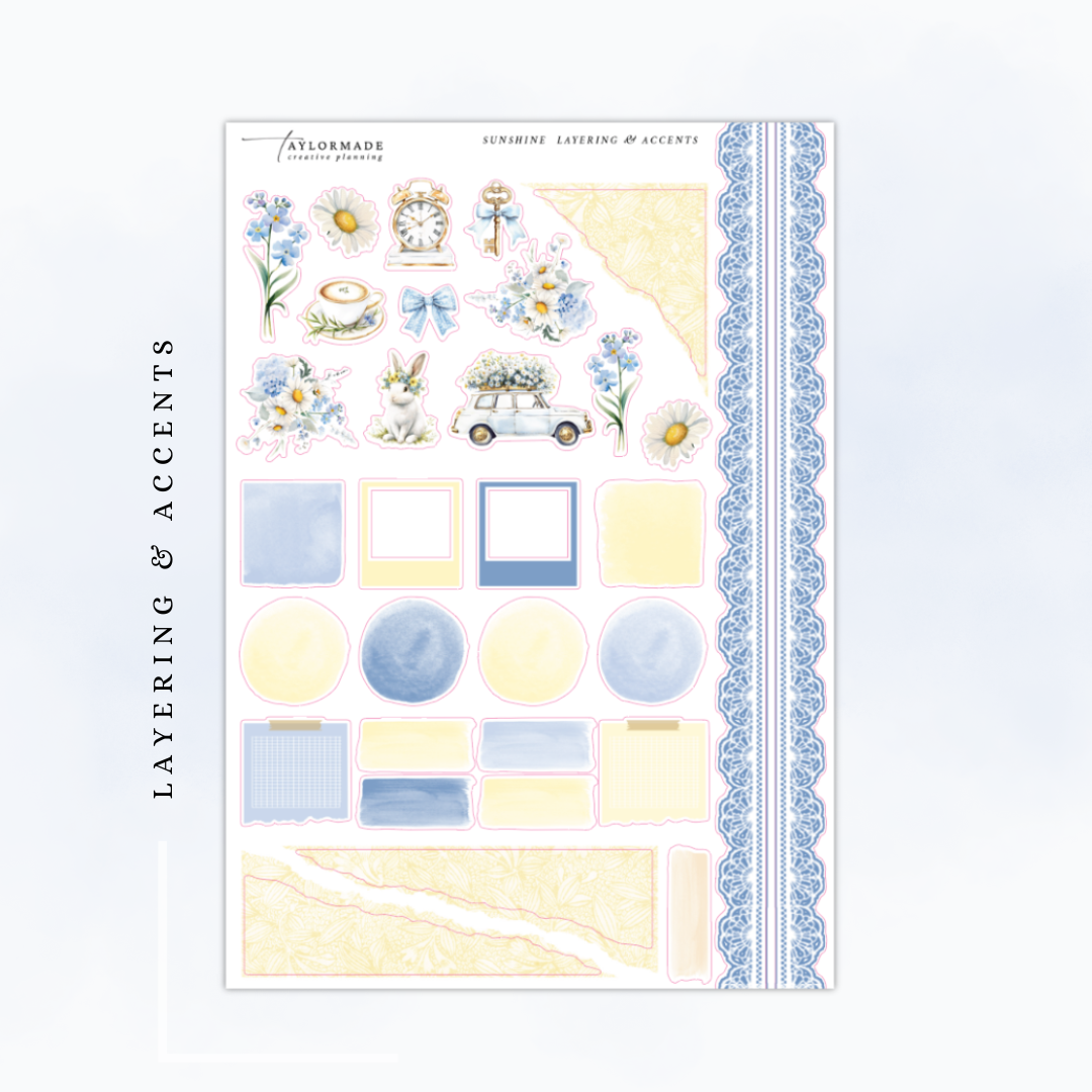 Sunshine -  Gold Foiled May Monthly Planner Sticker Kit (A5W/7x9 Planners)