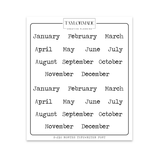 S210 - Months Typewriter Font