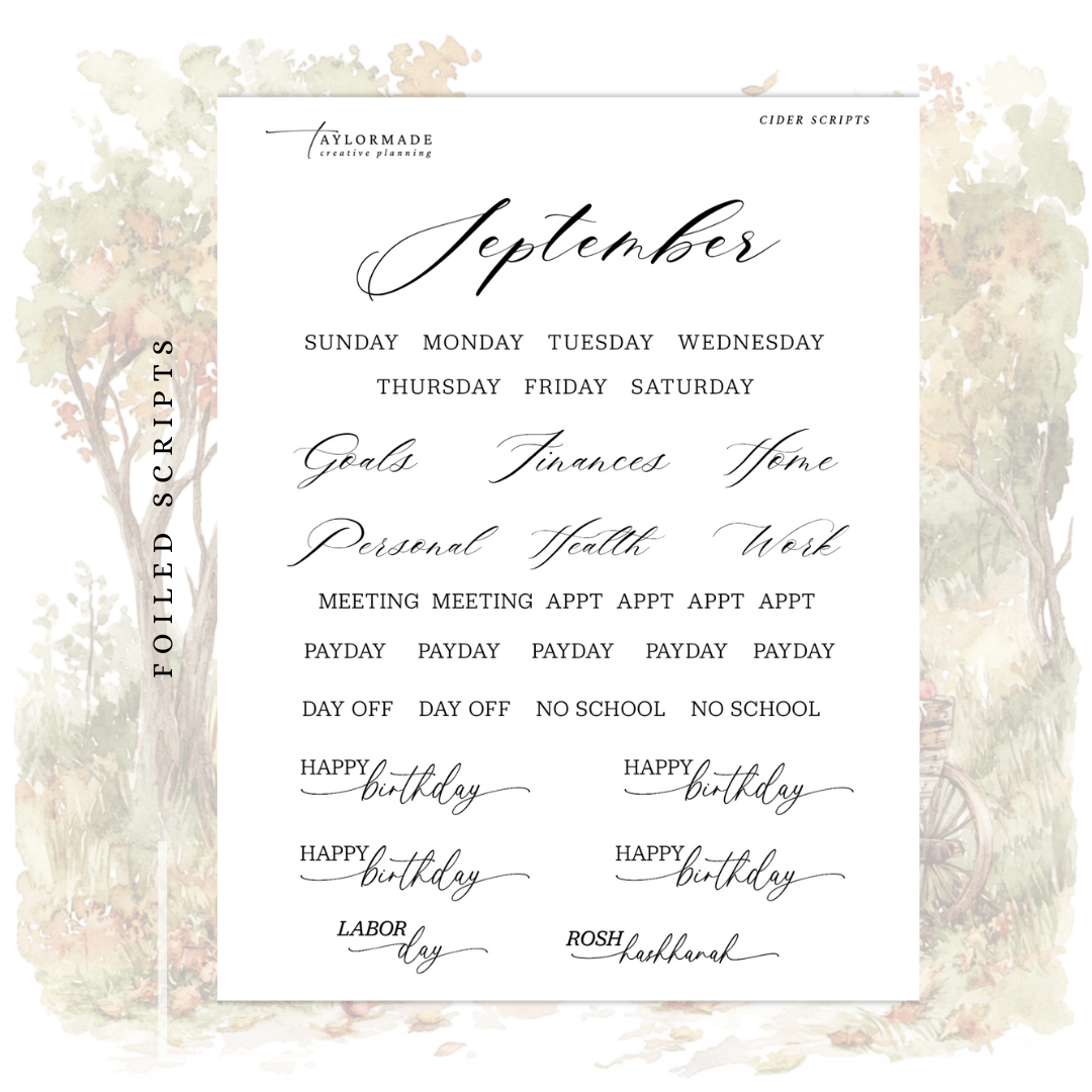 Cider -   September Monthly Planner Sticker Kit (A5W/7x9 Planners)