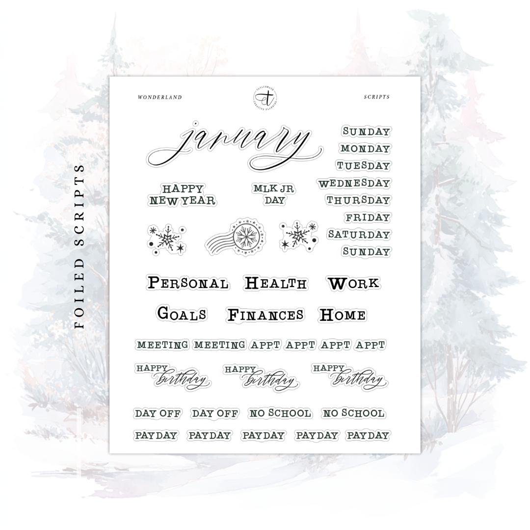 Wonderland -  January Monthly Planner Sticker Kit (A5W/7x9 Planners)