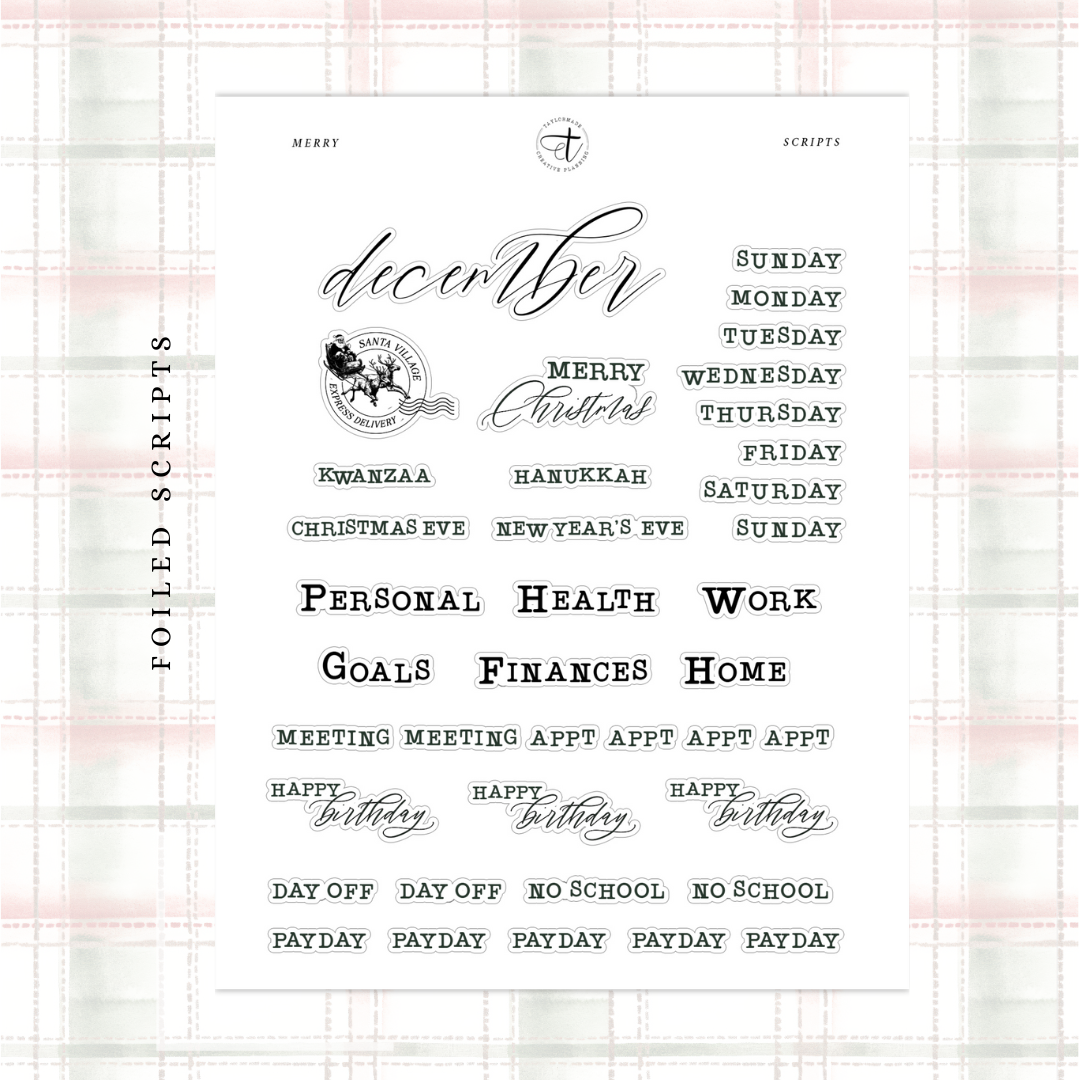 Merry -  December Monthly Planner Sticker Kit (A5W/7x9 Planners)