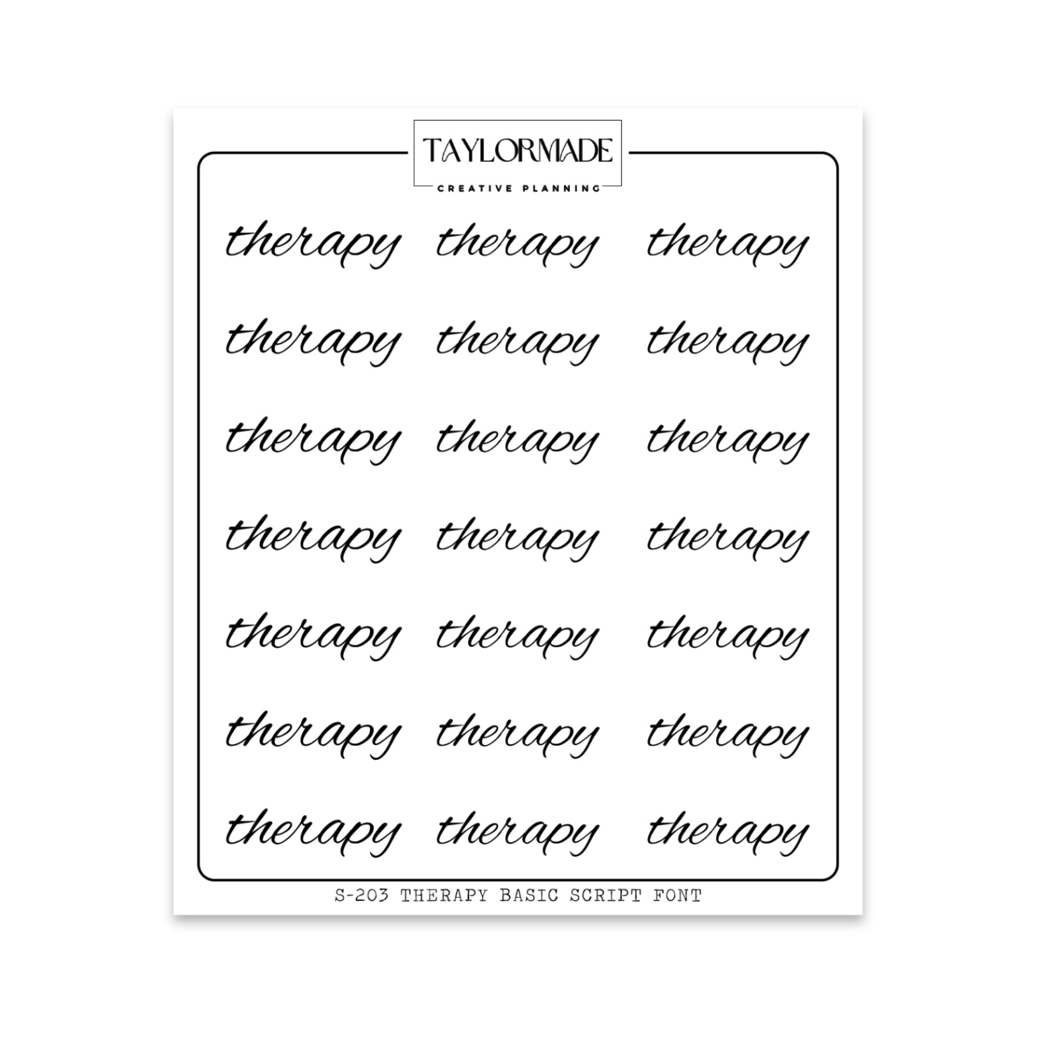 S203 - Therapy Basic Script – Taylormade Creative Planning