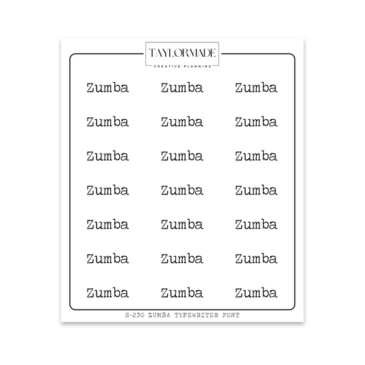 S230 - Zumba Typewriter Font